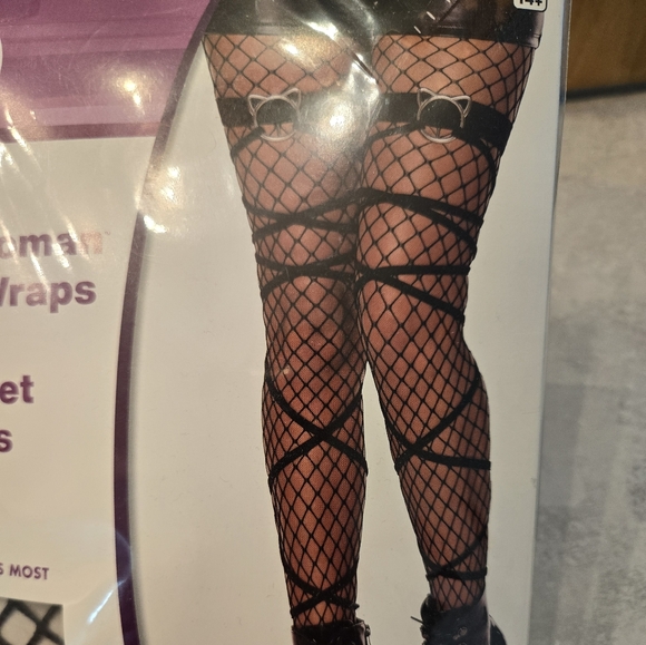 Halloween costume leg wraps and fishnet tights. New. Never opened. - Picture 2 of 6